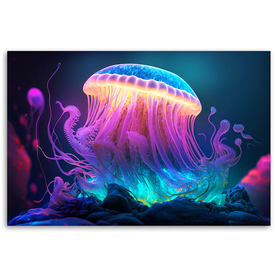 Ljuddämpande tavla "art" - Neon jellyfish