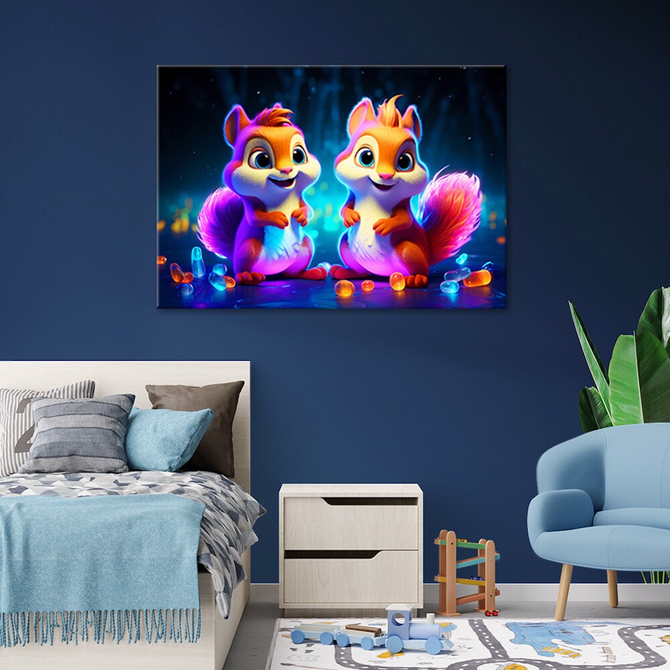 Ljuddämpande tavla "art" - Colorful squirrels