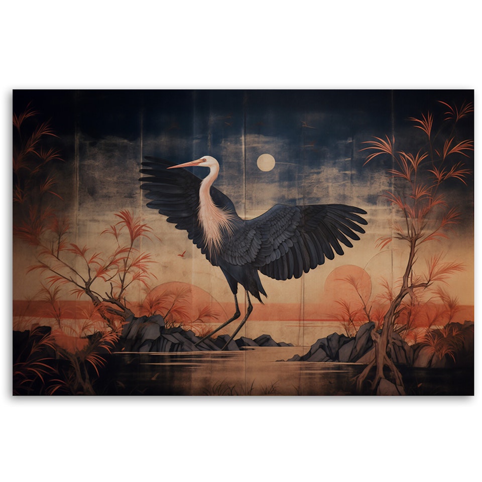 Ljuddämpande tavla - Crane Nature Oriental
