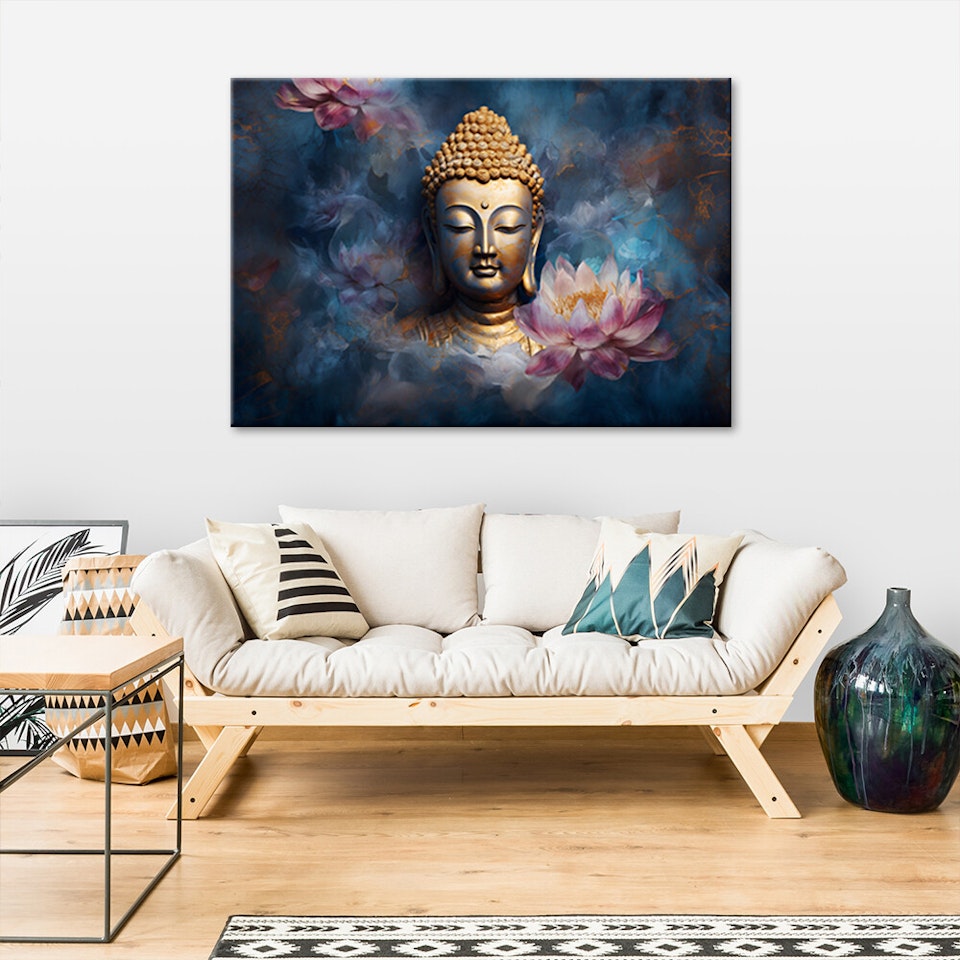 Ljuddämpande tavla - Buddha and Zen flowers