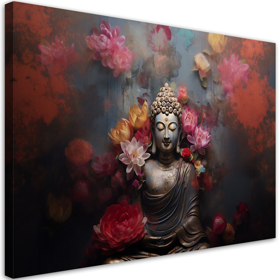 Ljuddämpande tavla - Buddha Zen Flowers Abstract