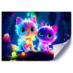 Ljuddämpande tavla "art" - Colorful cats neon