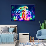 Ljuddämpande tavla - Colorful dogs abstract