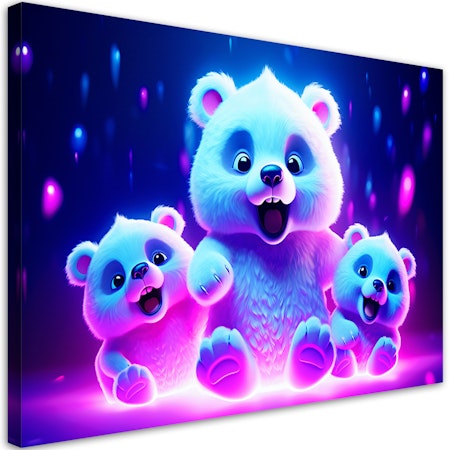 Ljuddämpande tavla - Neon bears