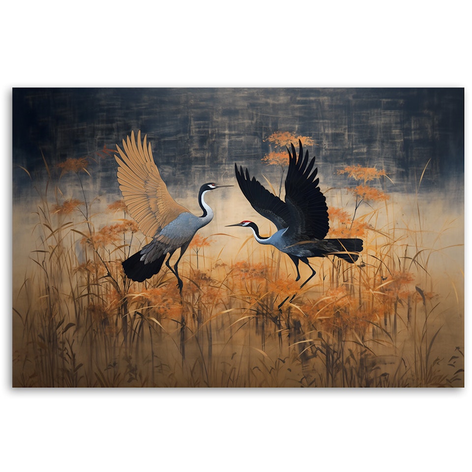 Ljuddämpande tavla - Crane Birds Abstract