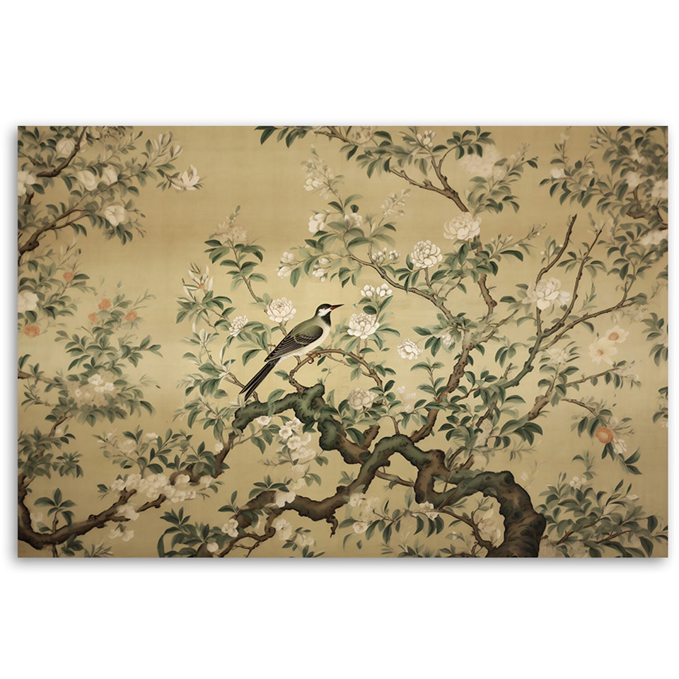 Ljuddämpande tavla - Bird Abstract Chinoiserie