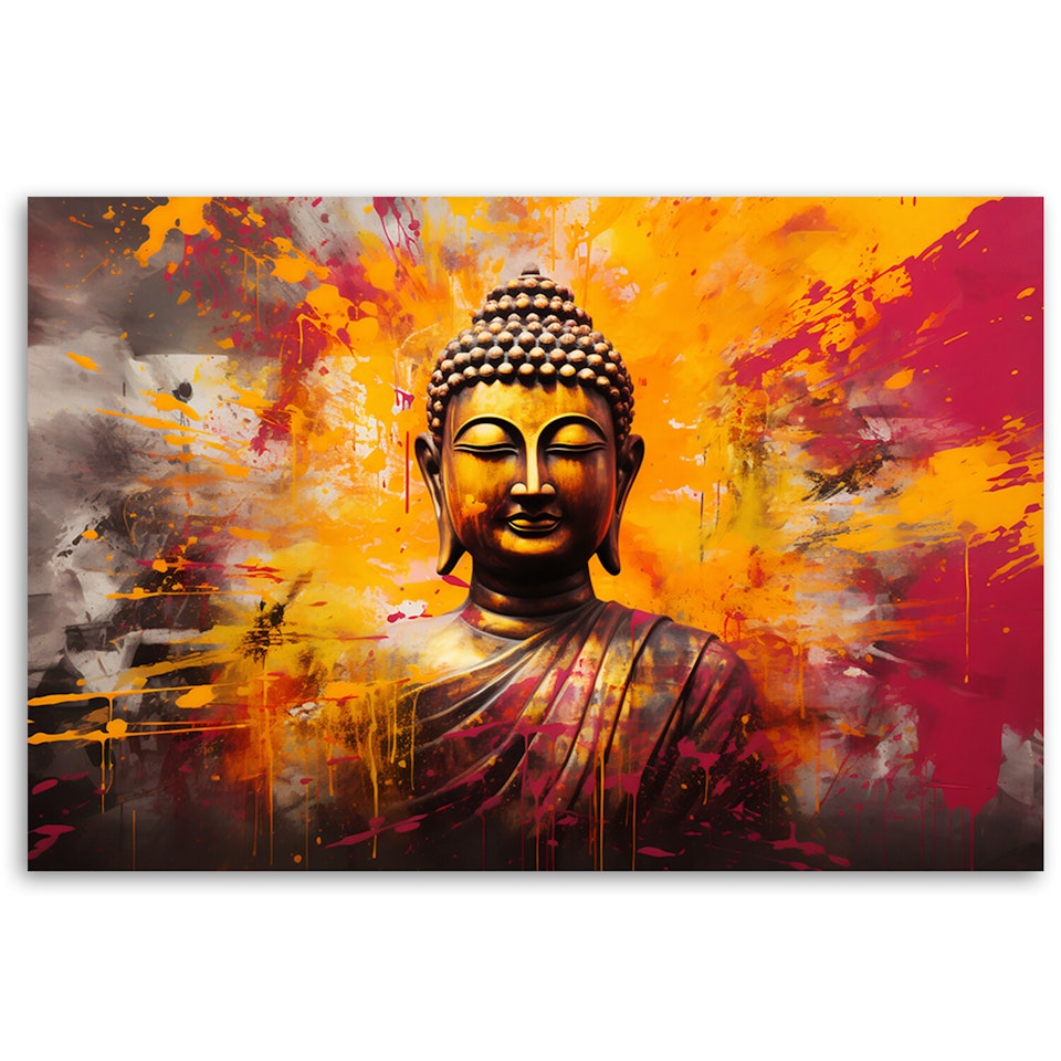 Ljuddämpande tavla - Buddha statue colourful abstract