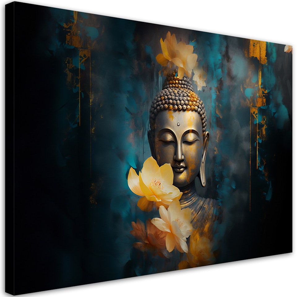 Ljuddämpande tavla - Buddha and golden flowers