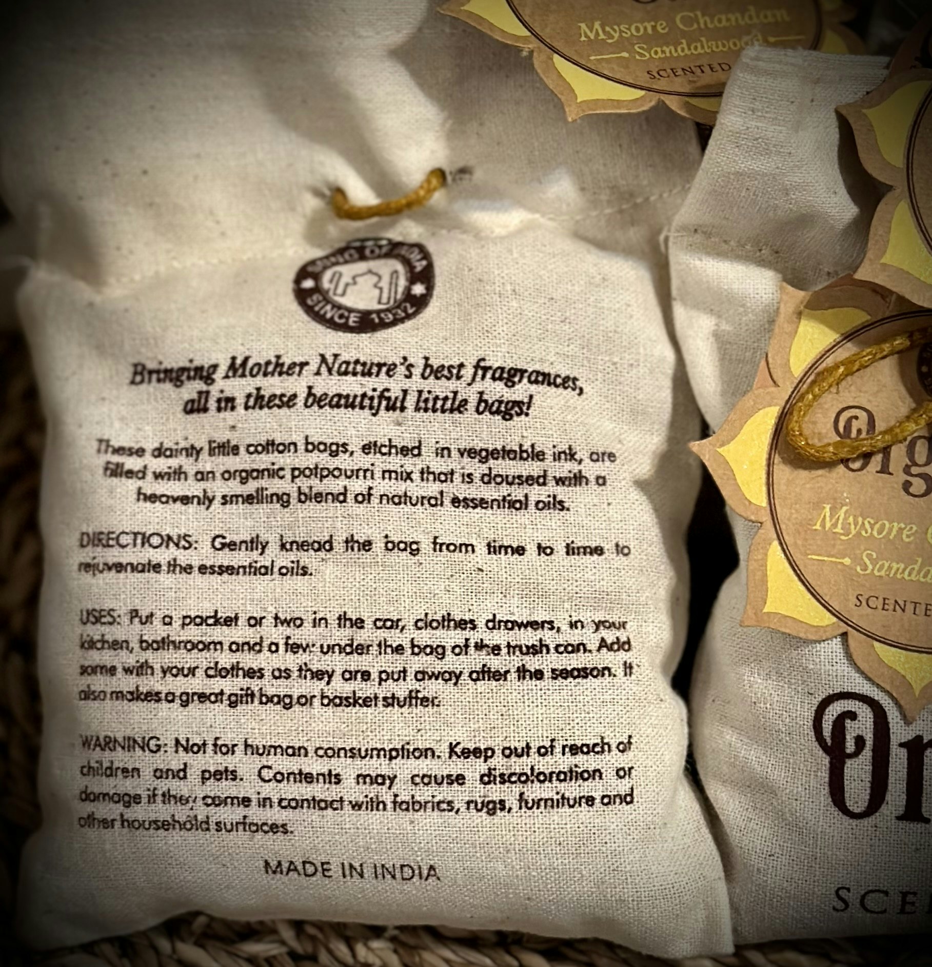 SONG OF INDIA ORGANIC GOODNESS Doftpåse | Orange