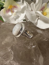 Vit Månsten Ring | 925 Sterling Silver