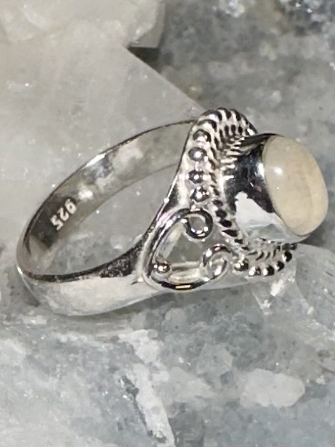 Vit Månsten Ring | 925 Sterling Silver