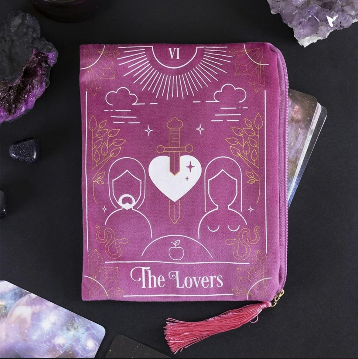 THE LOVERS TAROT CARD, väska med dragkedja