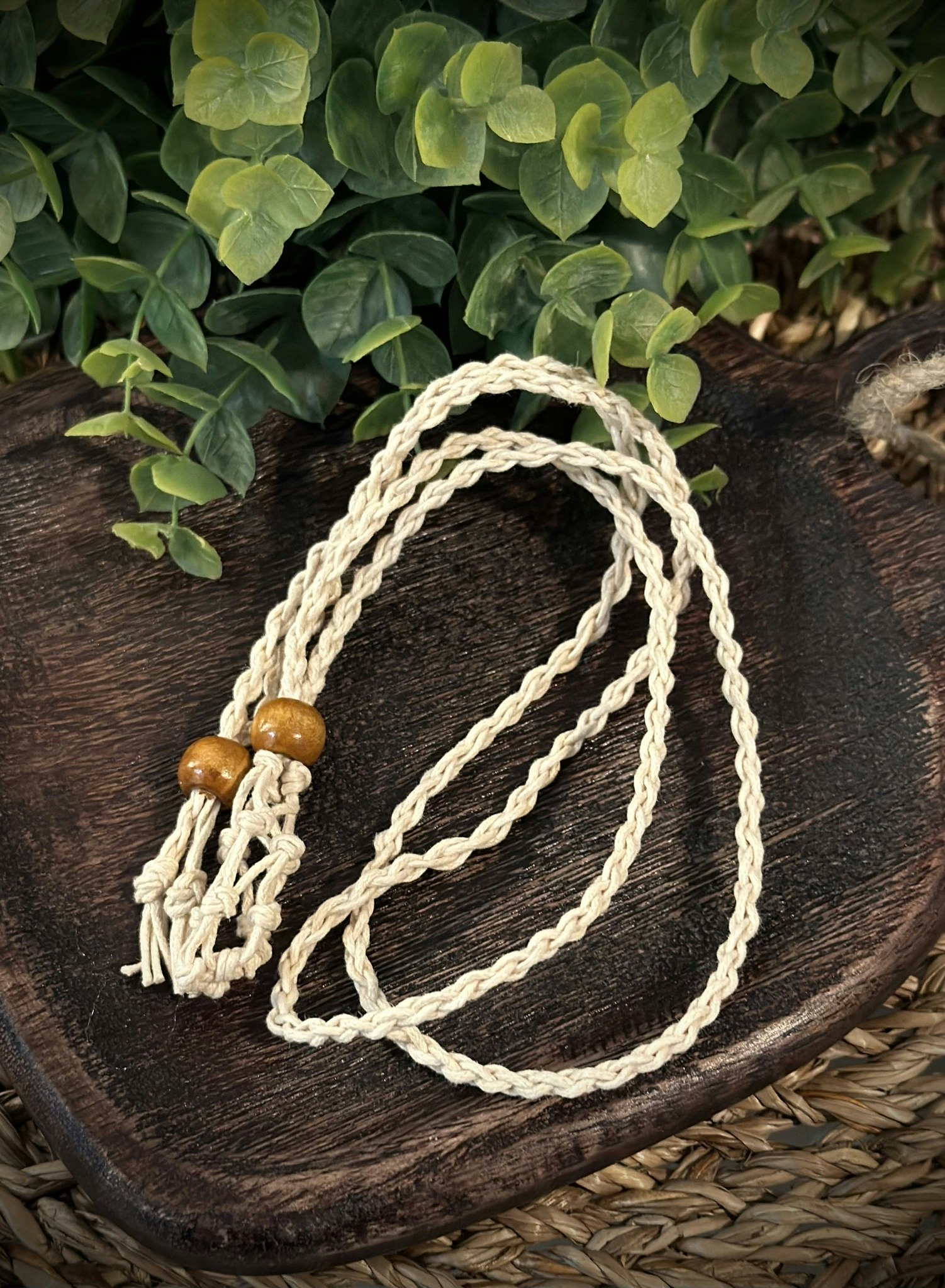 Makramé Halsband med kristallpåse