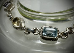 Ametist |  Naturlig Citrin | Topas | Granat Armband | 925 Sterling Silver