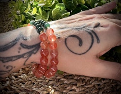 Nanhong Agat | Guatemalansk Jadeit | Armband | Halsband | 18k Guldpläterad 925 Sterling Silver