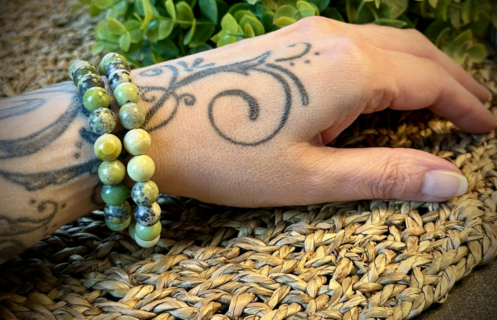 Krysopras Halsband | Armband | 8-9 mm