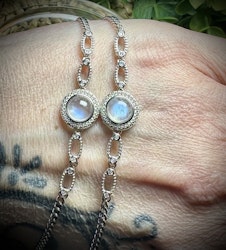 Vit Månsten Armband | Silverpläterad