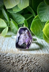 Facetterad Ametist Ring | 925 Sterling Silver | 17