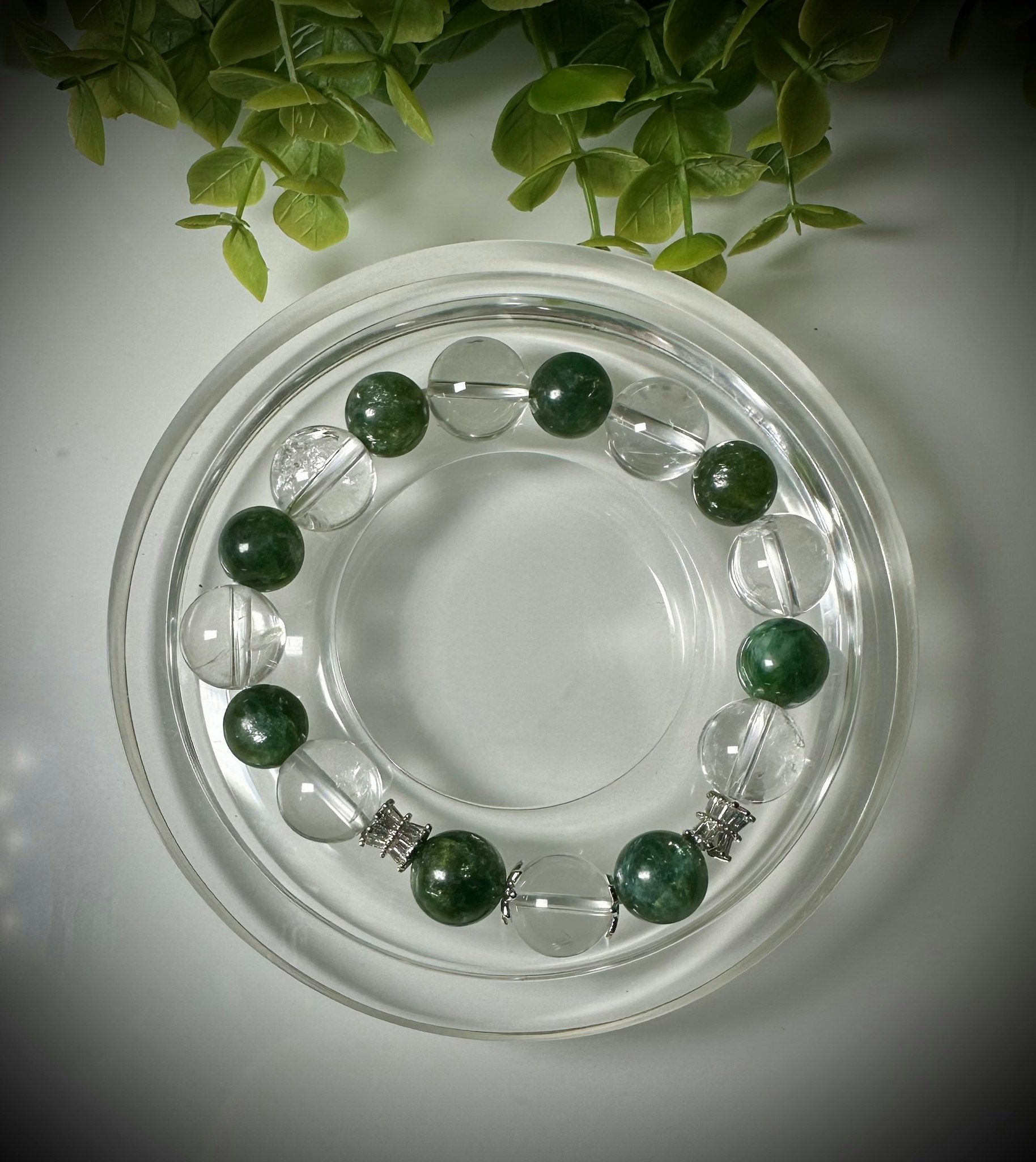 Grön Mica | Bergkristall Armband | 925 Sterling Silver
