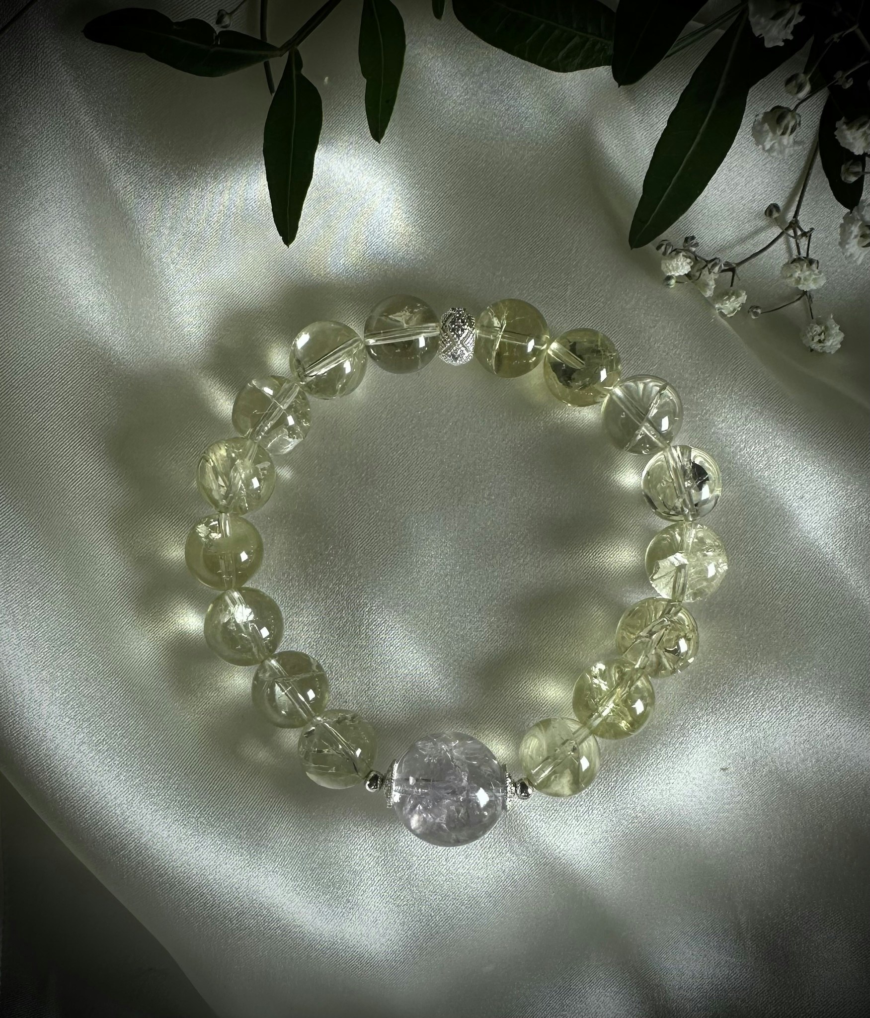 Citrin | Ametist Armband | 925 Sterling Silver | 10-11 mm