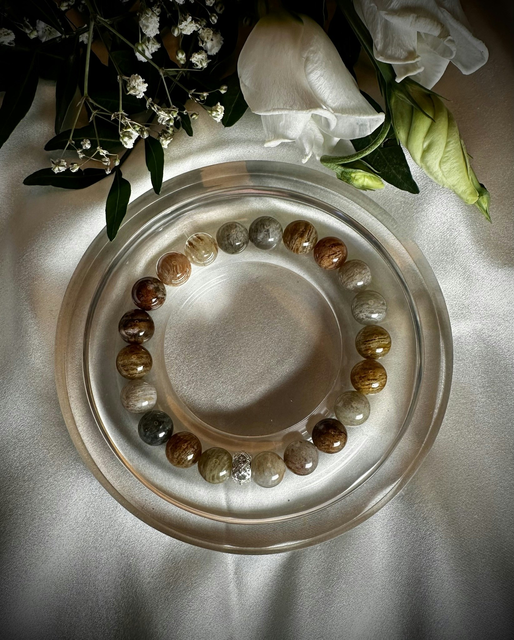 Tusenlager Lodolit Armband | 925 Sterling Silver med Moissanite | 9 mm