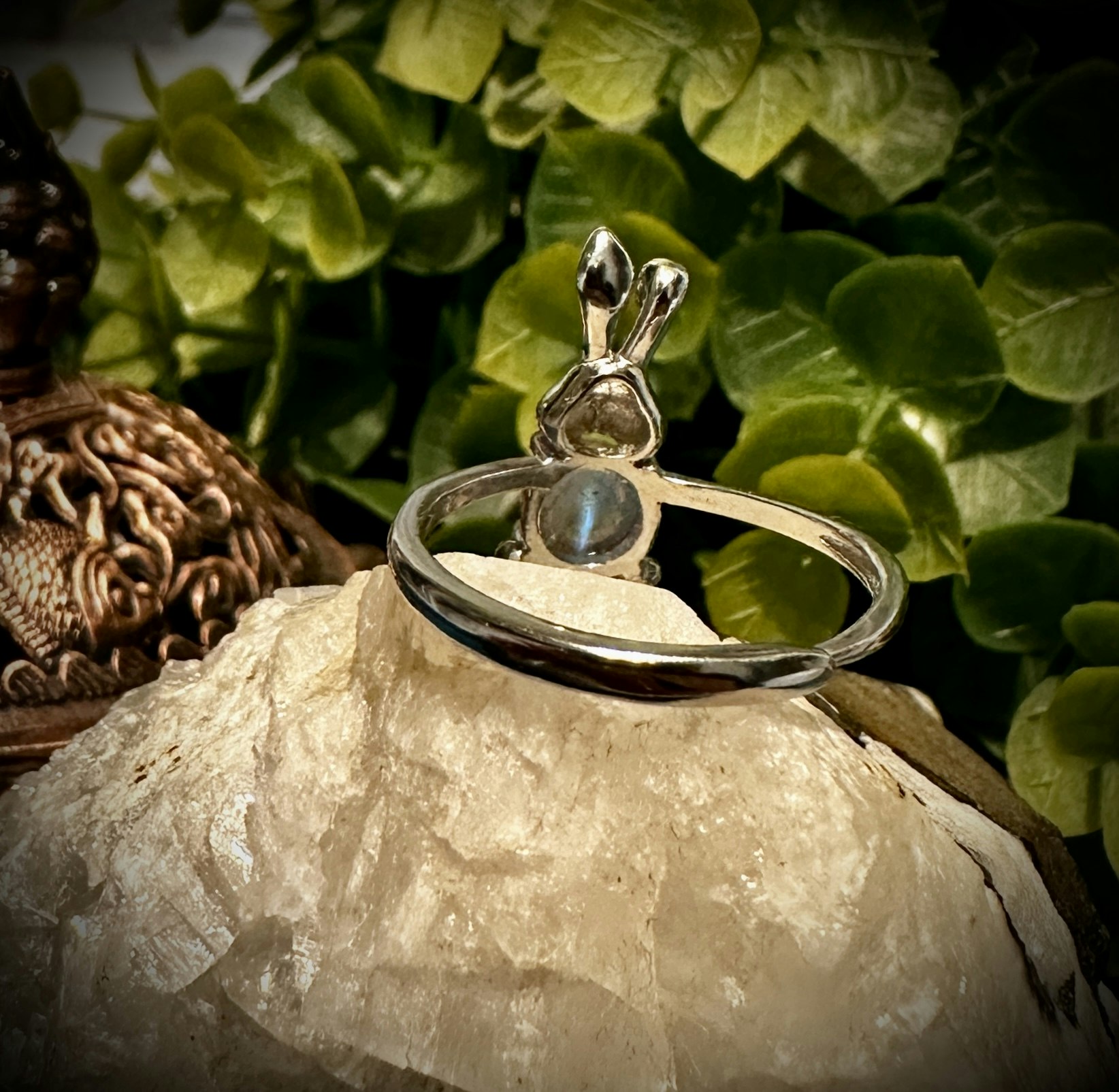 Månsten Kanin Ring | 925 Sterling Silver HK