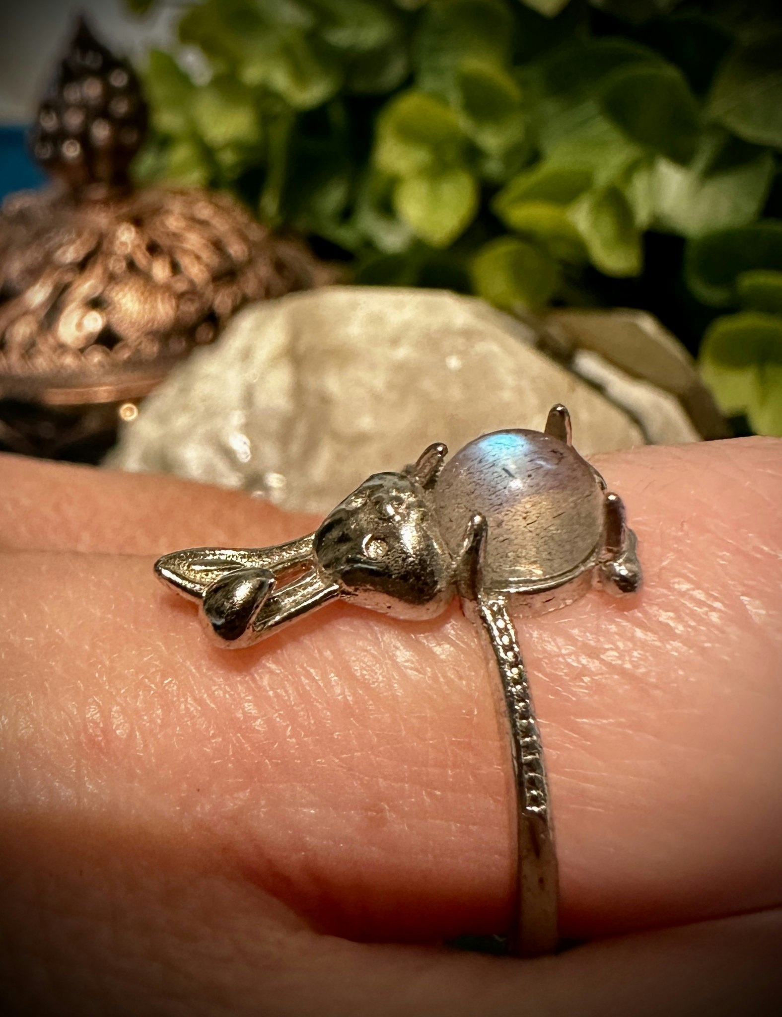 Månsten Kanin Ring | 925 Sterling Silver HK