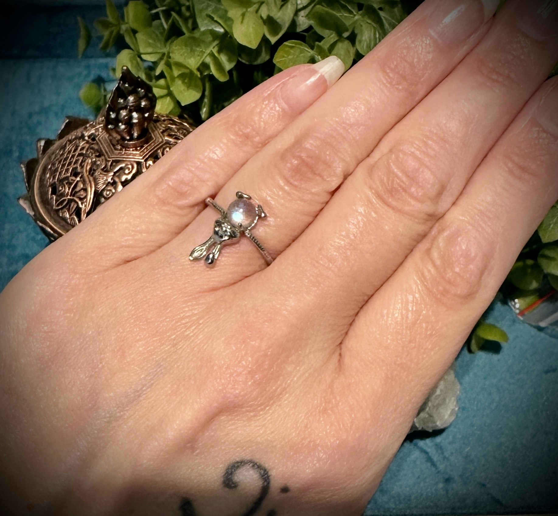 Månsten Kanin Ring | 925 Sterling Silver HK
