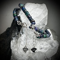 Svart Opal Armband | 925 Sterling Silver | 4 mm
