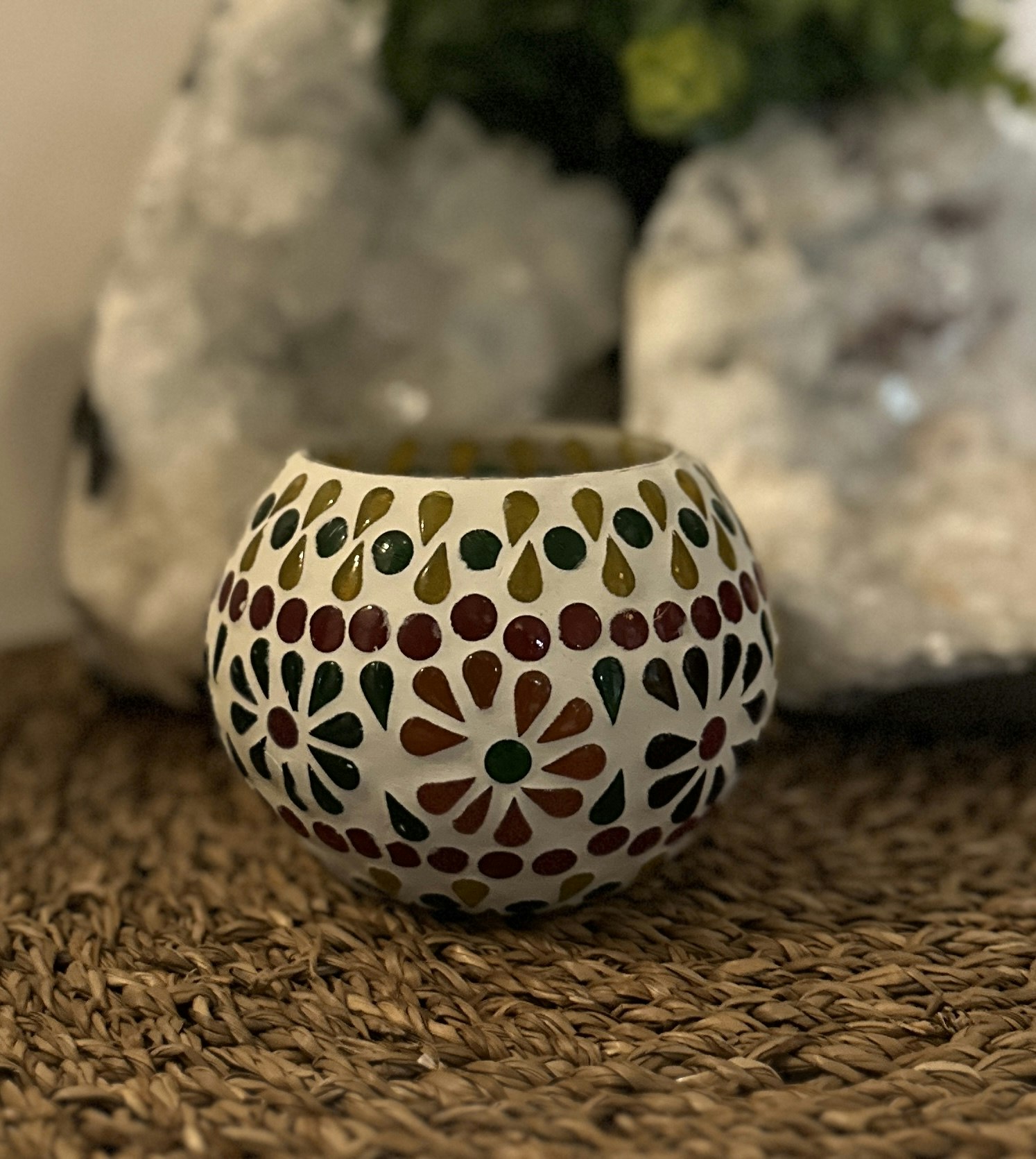 Mosaik Ljusstake Flowers | Indien