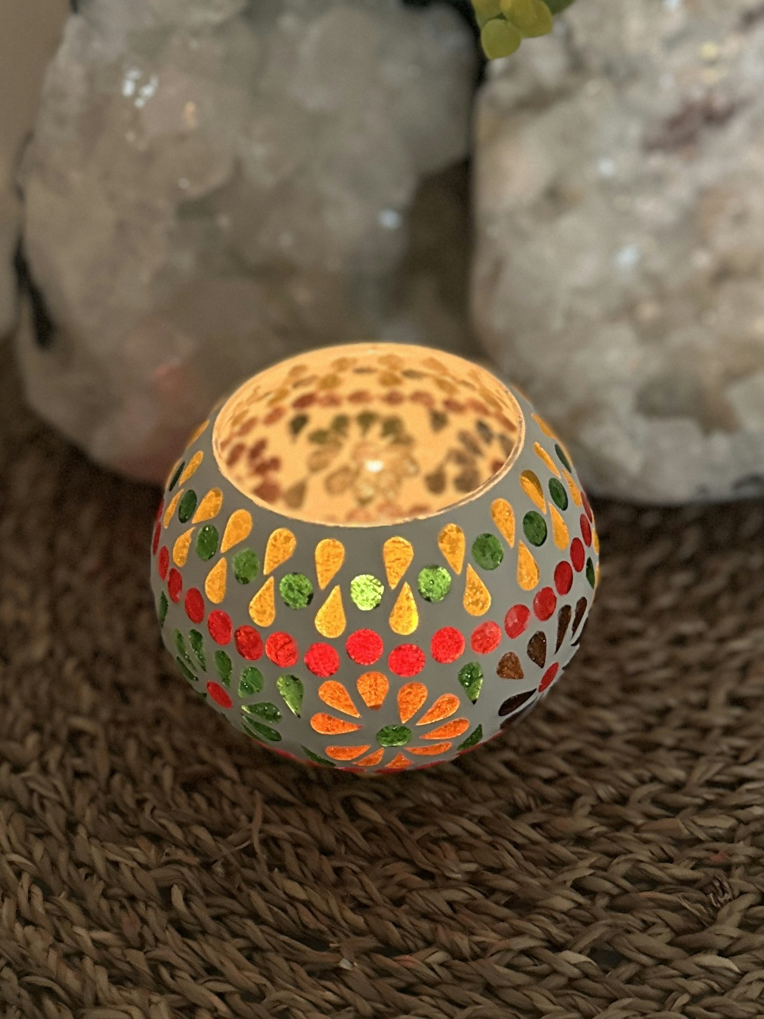Mosaik Ljusstake Flowers | Indien