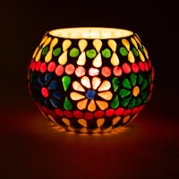 Mosaik Ljusstake Flowers | Indien