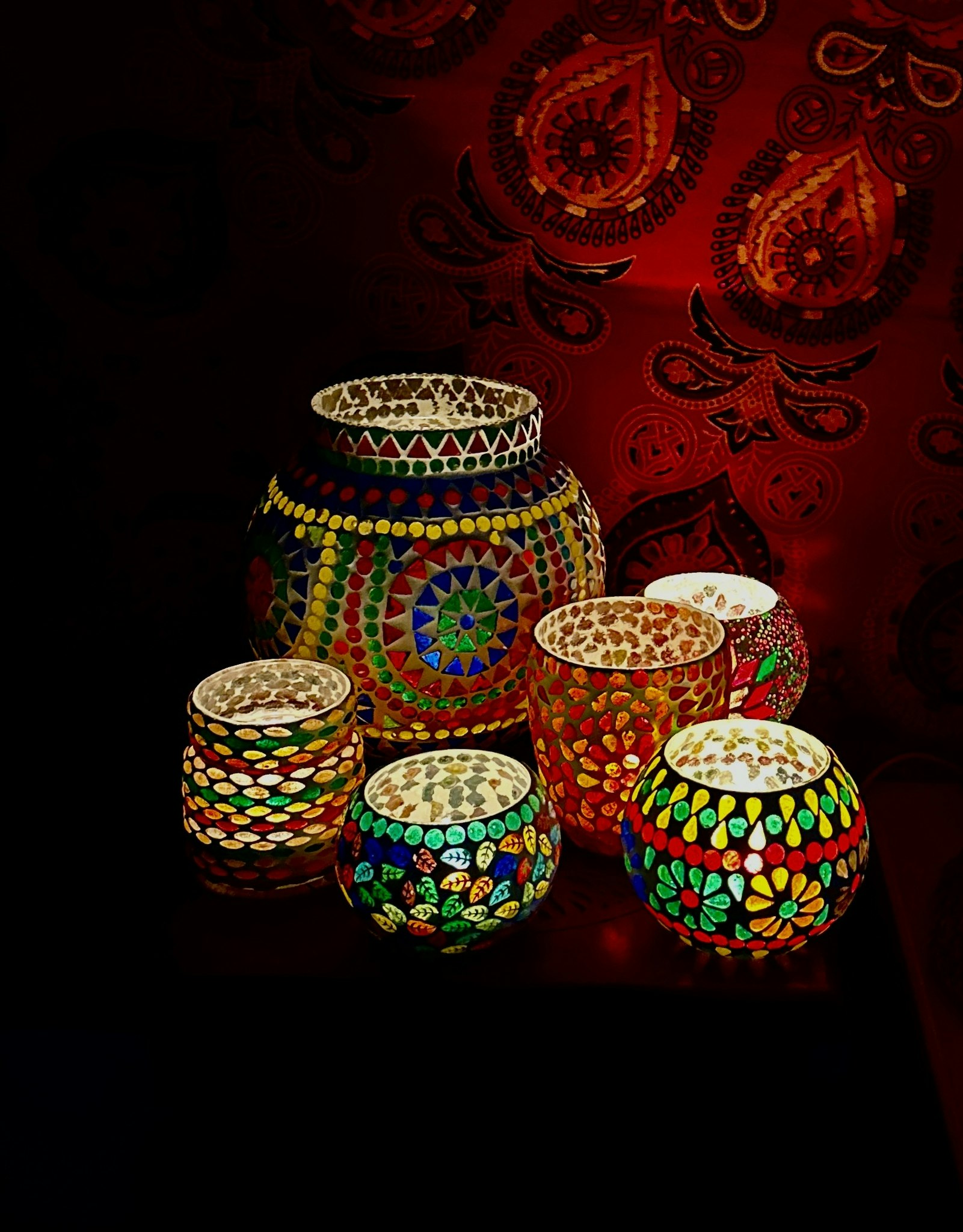 Mosaik Ljusstake Flowers | Indien