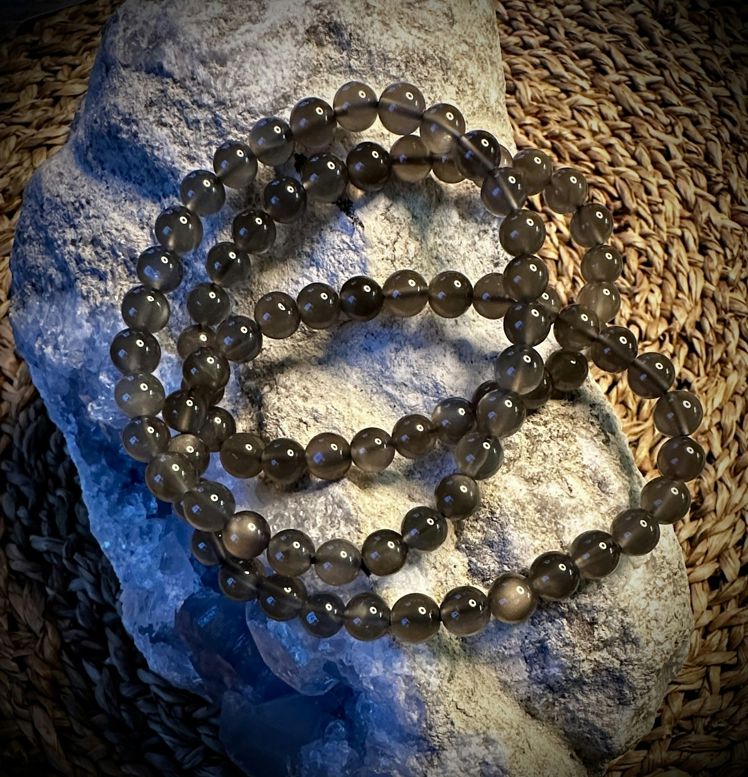 Svart Månsten Armband | 7 mm