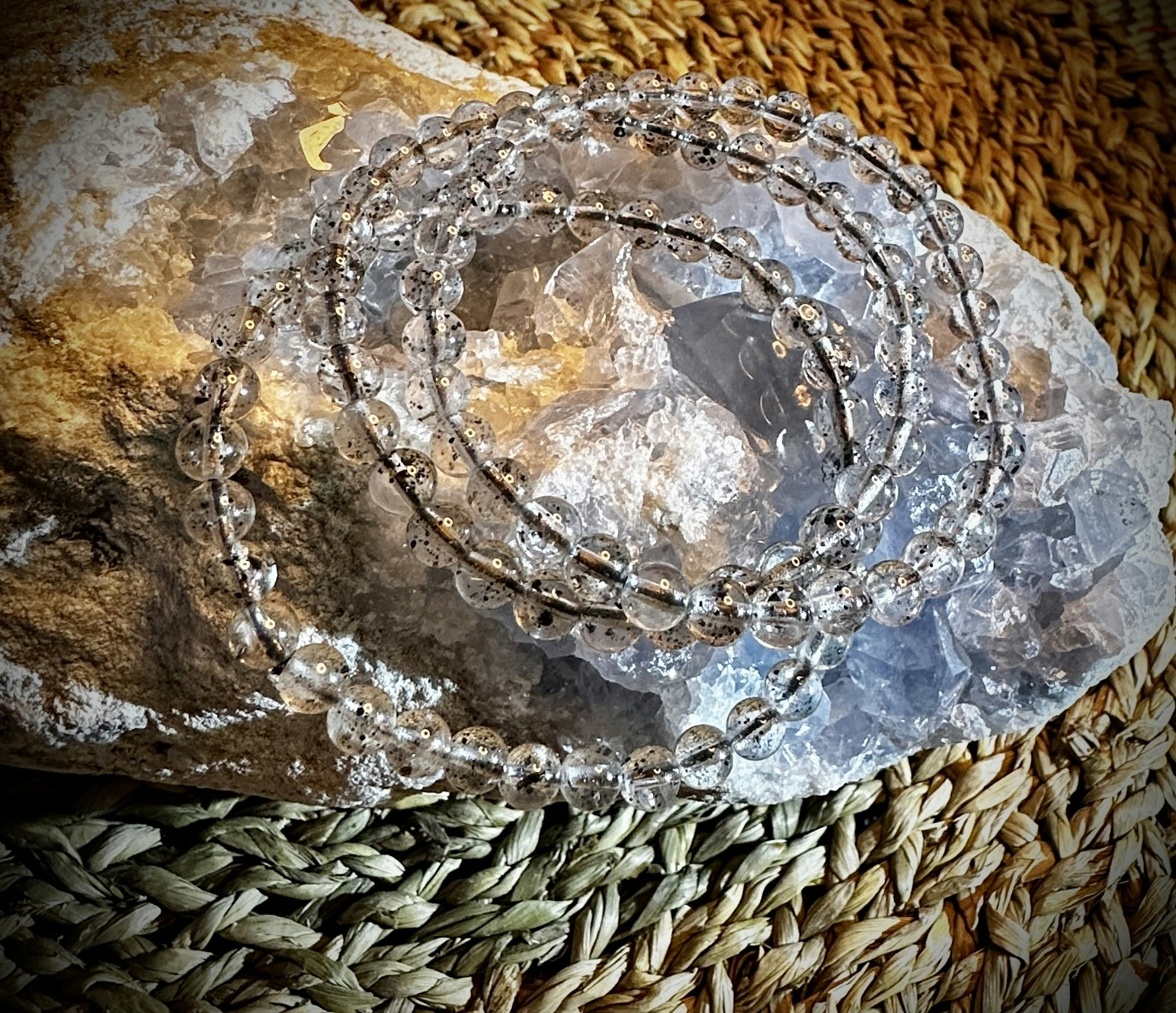 Svart Jordgubbskvarts Armband | 5 mm