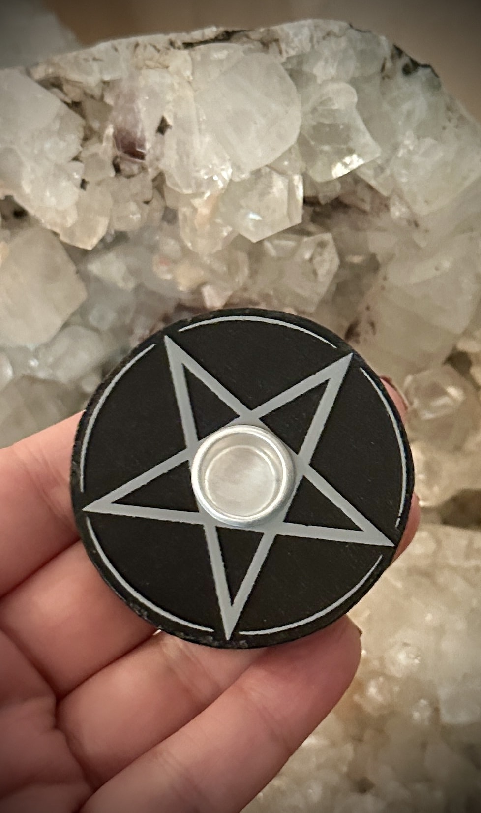 Spell Candle Ljushållare | Pentagram | Välj mellan Vit eller Svart