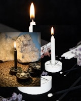 Spell Candle Ljushållare | Pentagram | Välj mellan Vit eller Svart