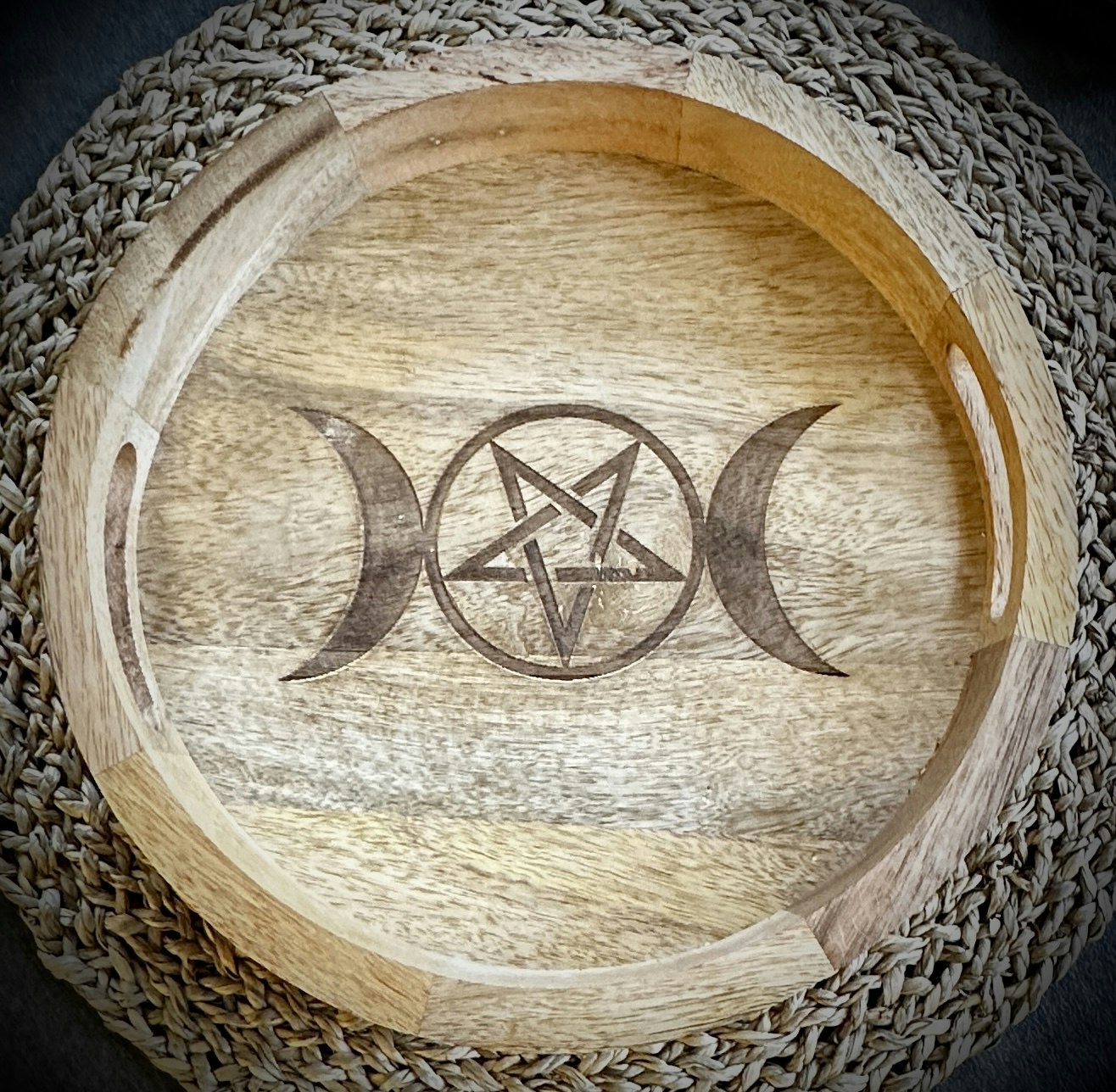 Tripple Moon And Pentagram Bricka 25 cm | Indien