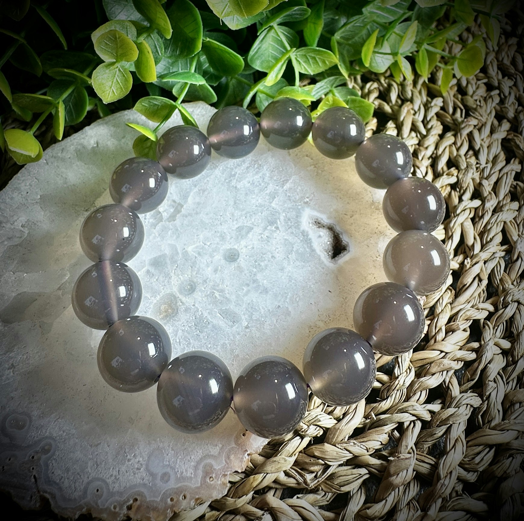 Svart Agat Armband | 14 mm