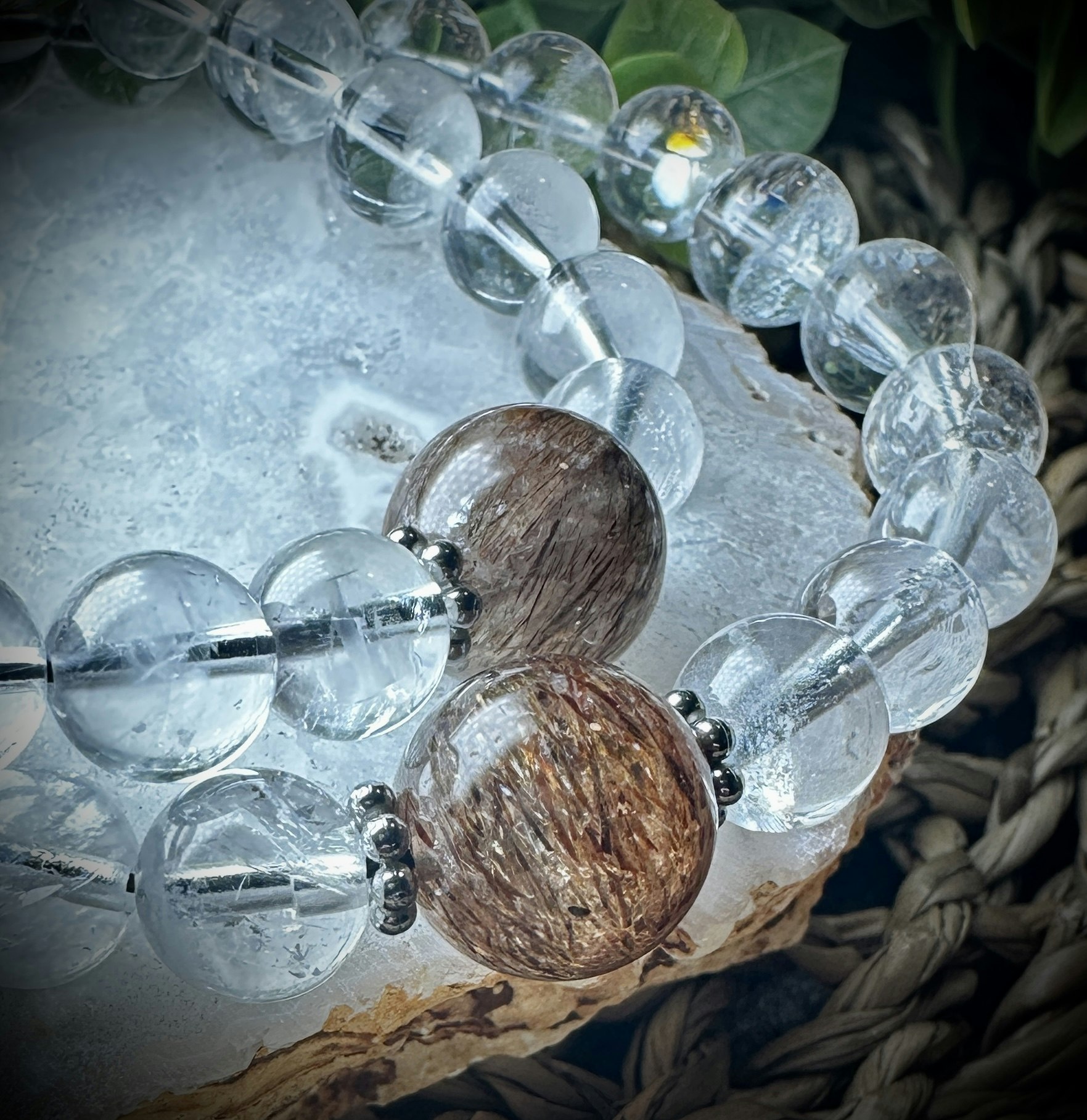 Himalayakvarts och Kopparrutil Armband | 9-12 mm
