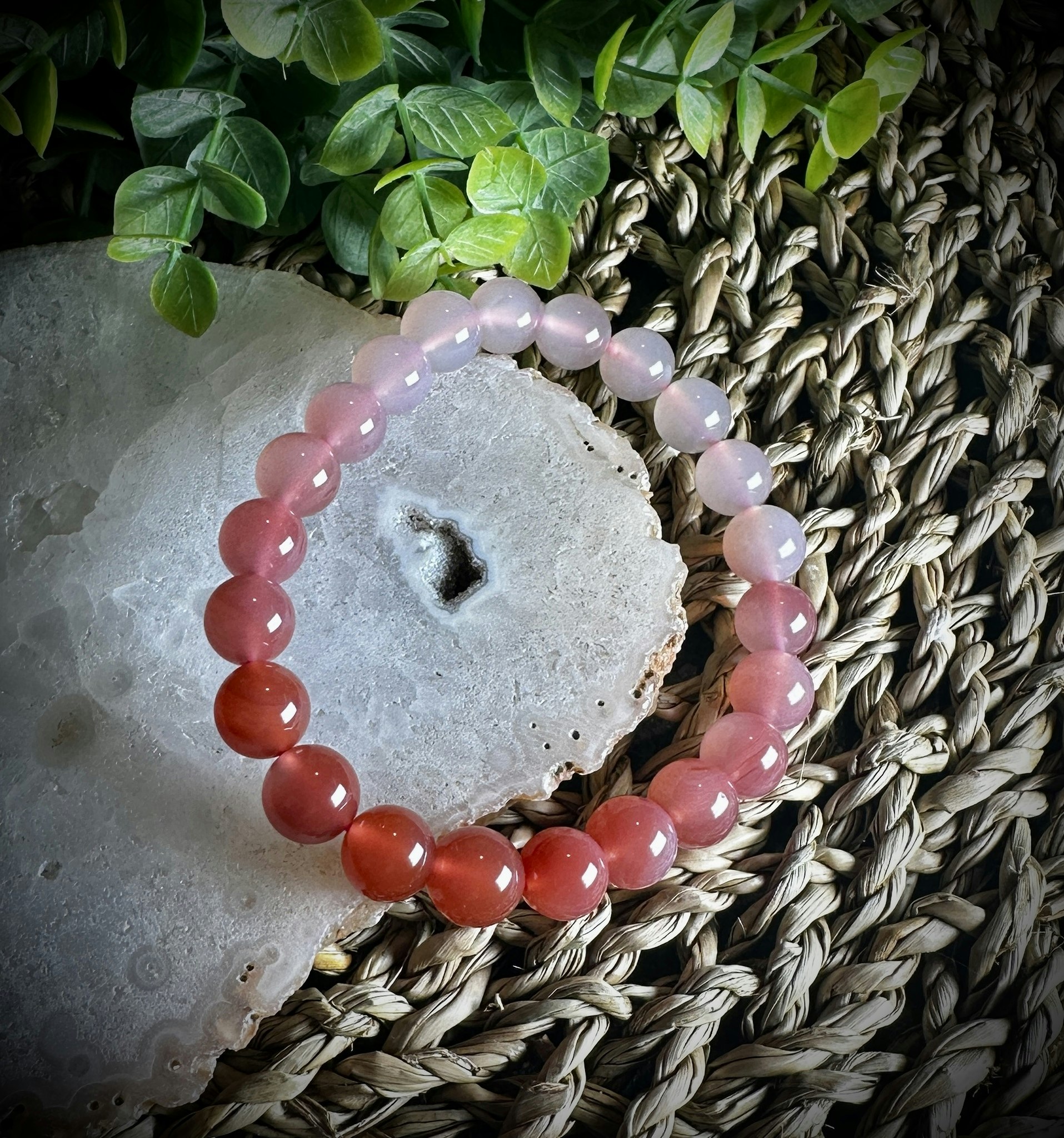 Naturlig Rosa Agat Armband | 9 mm