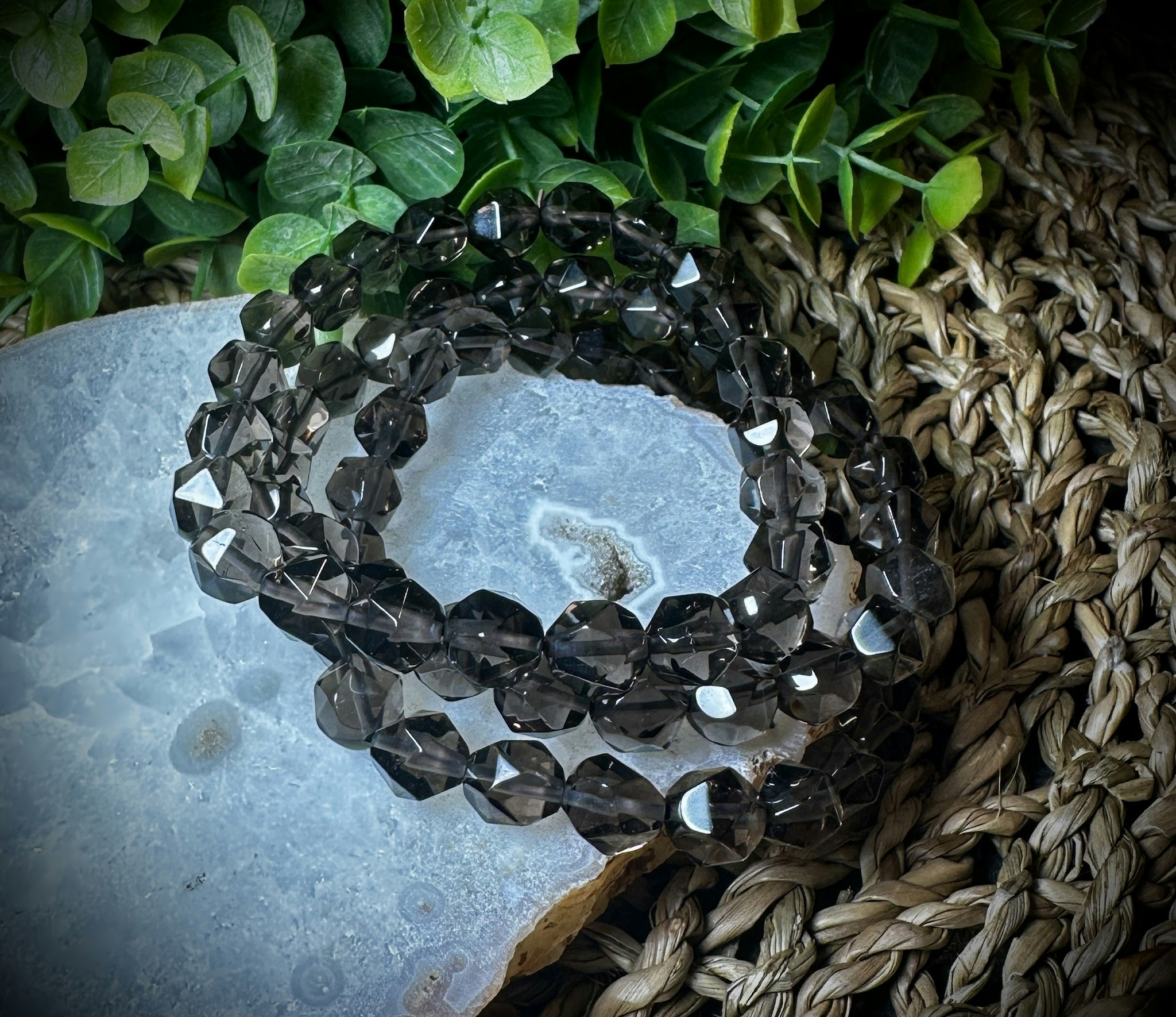 Facetterad Rökkvarts Armband | 7-8 mm