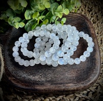 Vit Månsten Armband | 10 mm