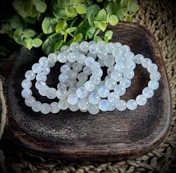 Vit Månsten Armband | 10 mm