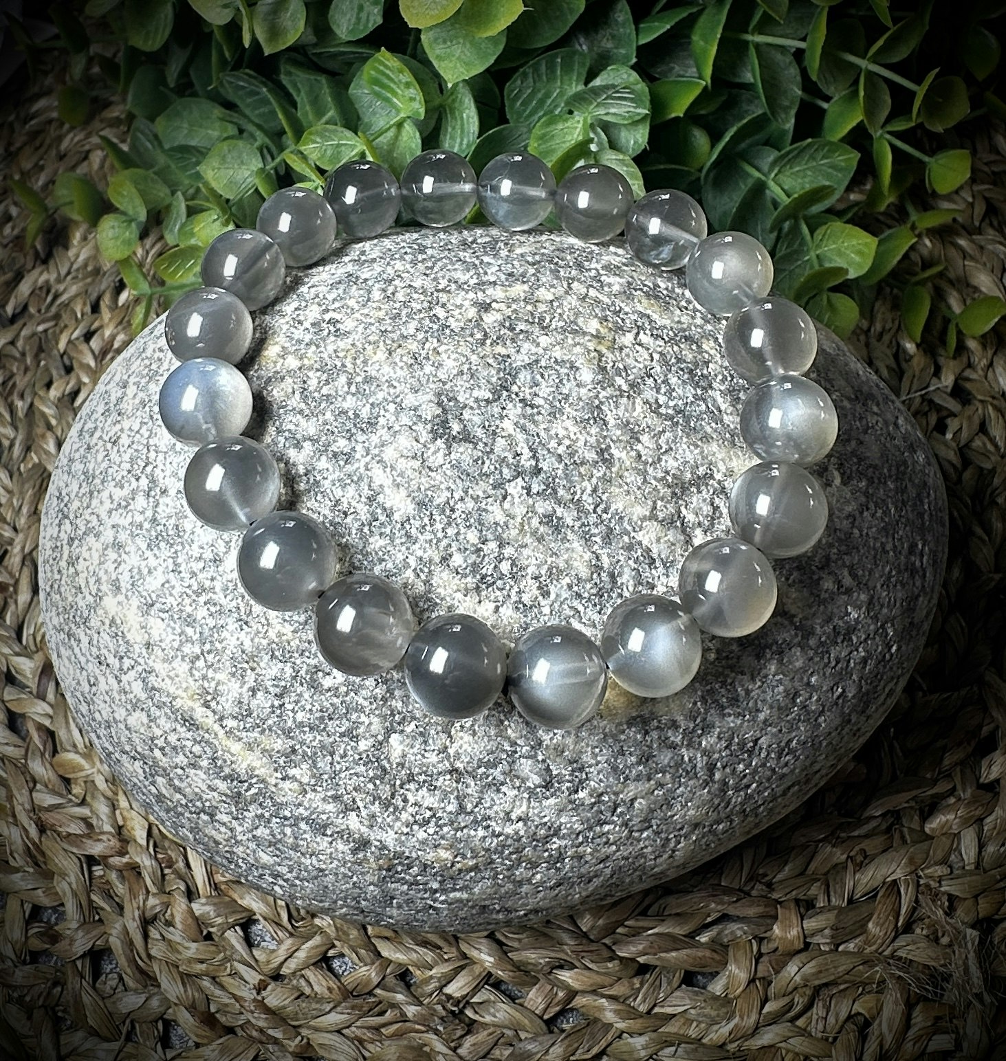 Svart Månsten Armband | 10 mm