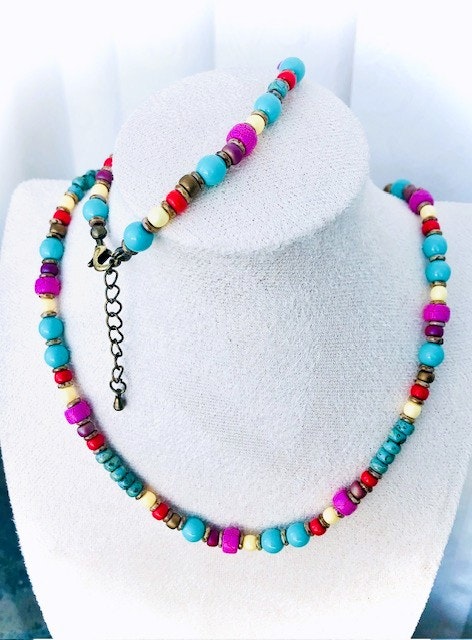ALONISSOS kort halsband Multi brons