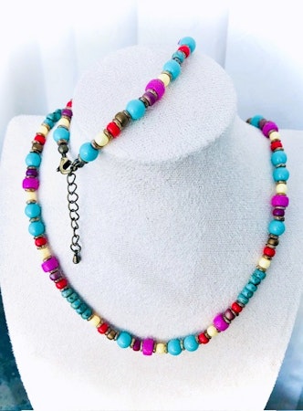 ALONISSOS kort halsband Multi brons