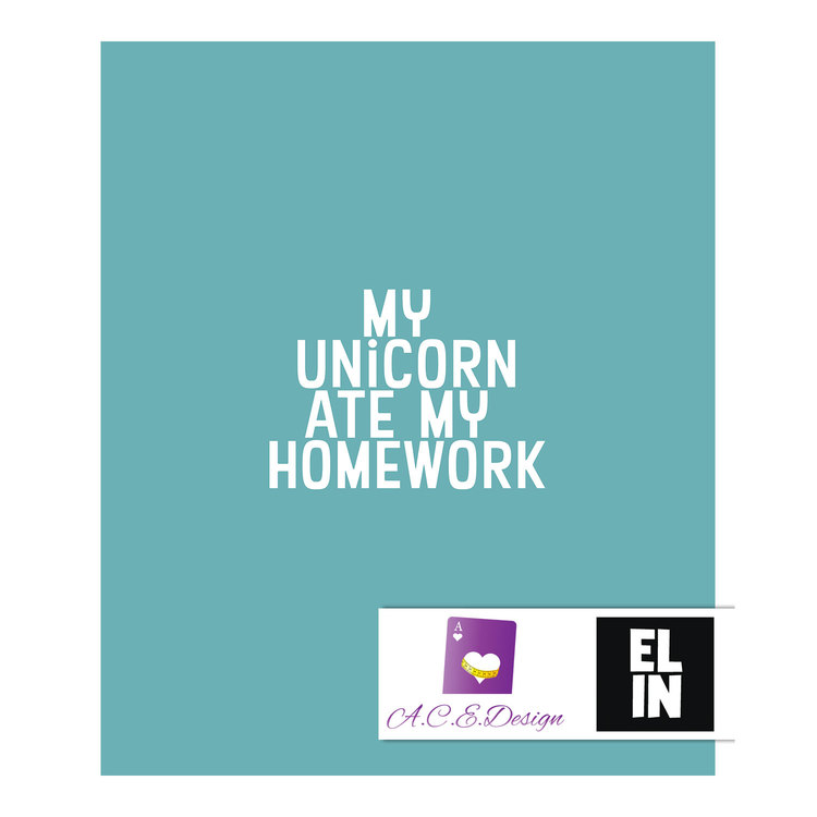 "My Unicorn Ate My Homework" Iceblue panel jersey
