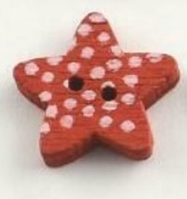 Röd Stjärnformad träknapp två hål