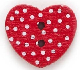 Röd Hjärtformad träknapp två hål